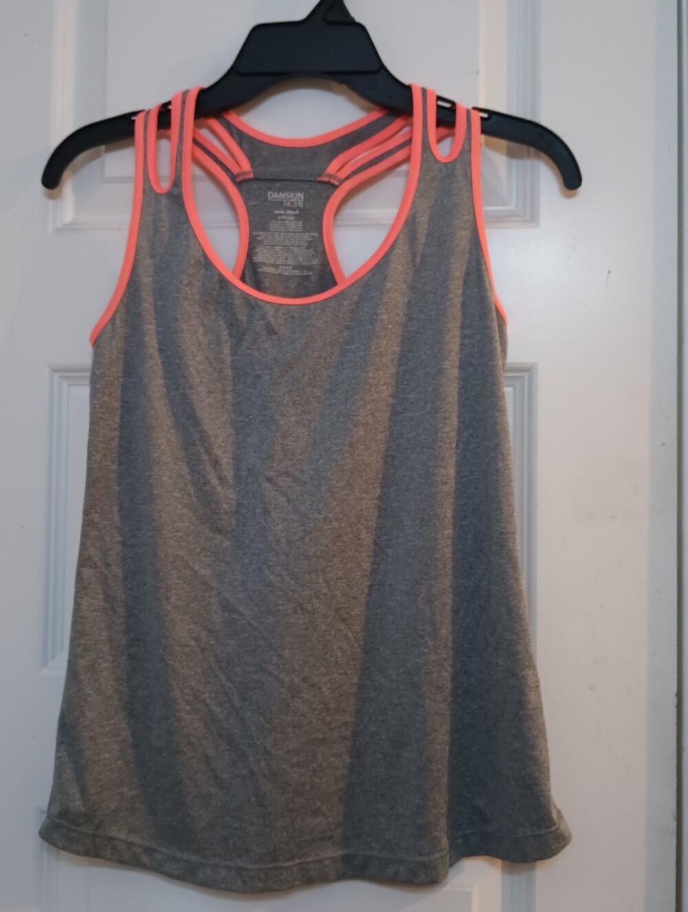 Danskin Gray Tank with Neon Coral Trim